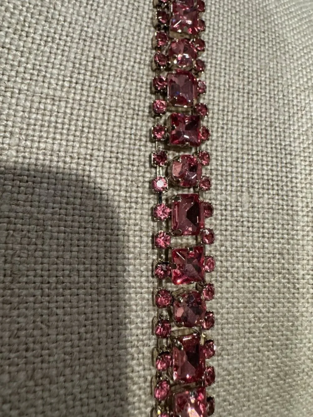 MAX MARA ITALY Thin Pink Crystal Satin Leather Belt M Medium 29-31